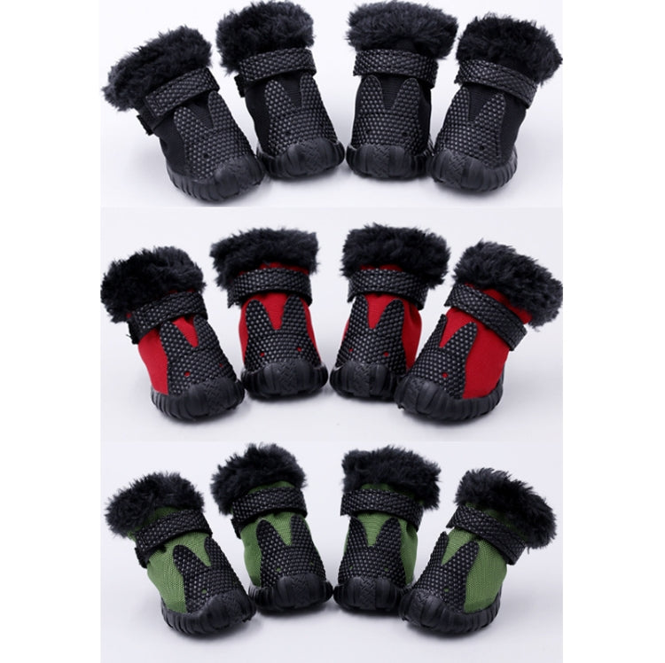 4 PCS/Set Pet AutumnWinter Thicken Cotton Shoes Dog Warm And Non-Slip Shoes