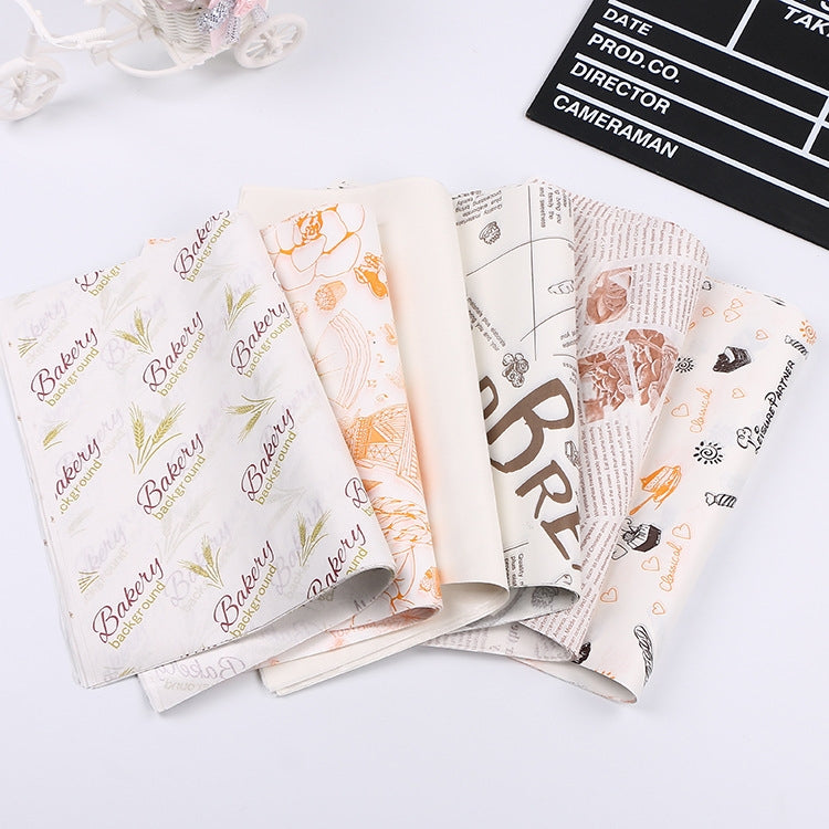 100 Sheets / Pack Cake Greaseproof Paper Baking Packaging Plate Paper Hamburger Paper, Colour: Classical Newspaper