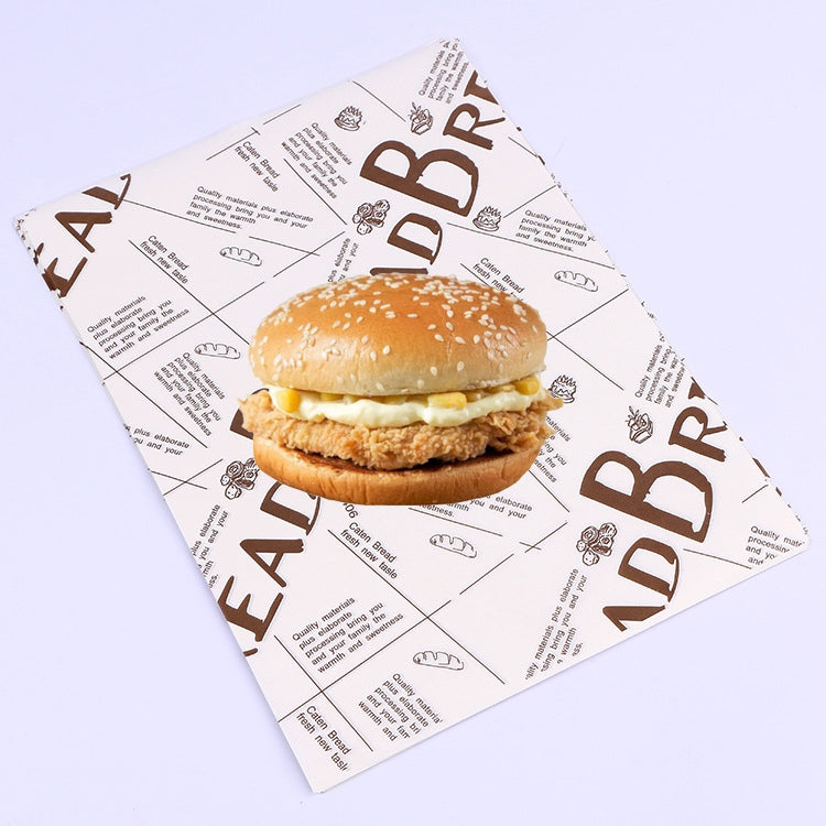100 Sheets / Pack Cake Greaseproof Paper Baking Packaging Plate Paper Hamburger Paper, Colour: Classical Newspaper