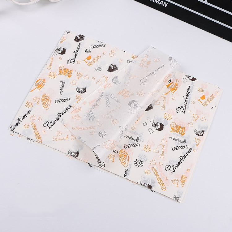 100 Sheets / Pack Cake Greaseproof Paper Baking Packaging Plate Paper Hamburger Paper, Colour: Classical Newspaper