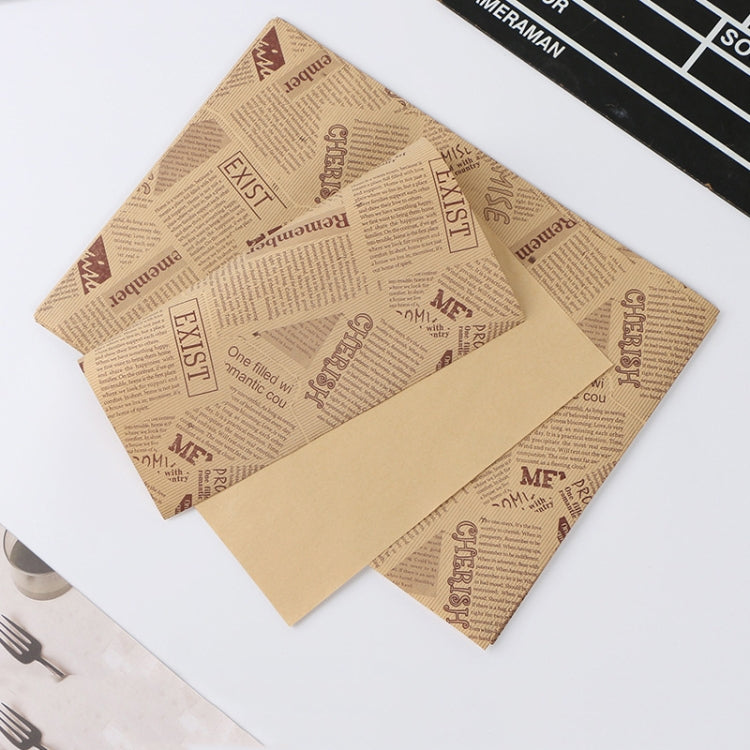 100 Sheets / Pack Cake Greaseproof Paper Baking Packaging Plate Paper Hamburger Paper, Colour: Classical Newspaper