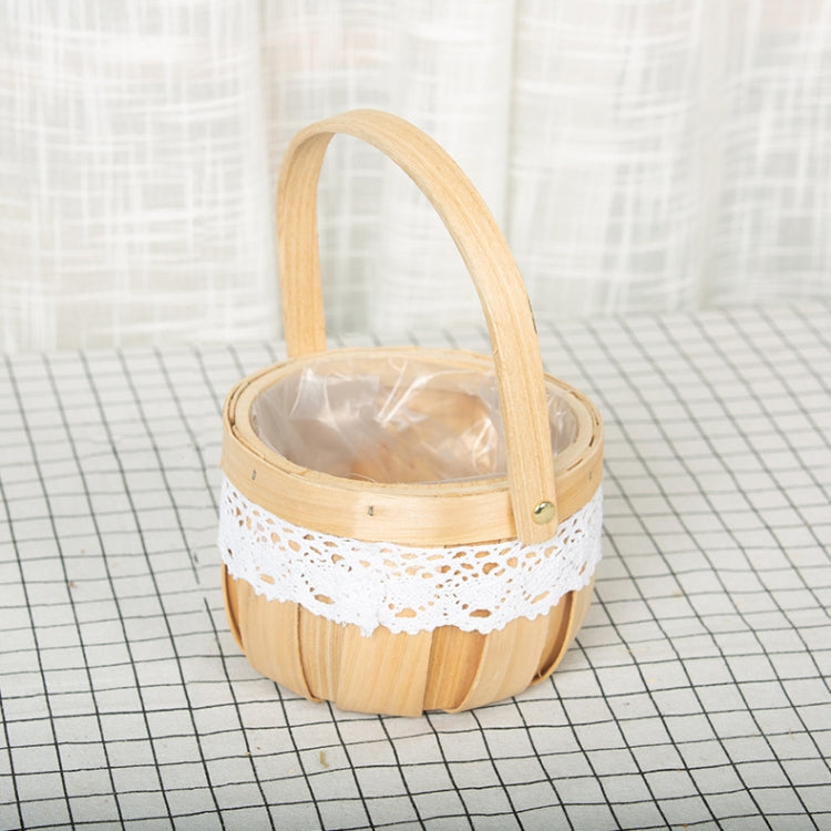 Wood Chip Floral Arrangement Flower Basket, Style: Round