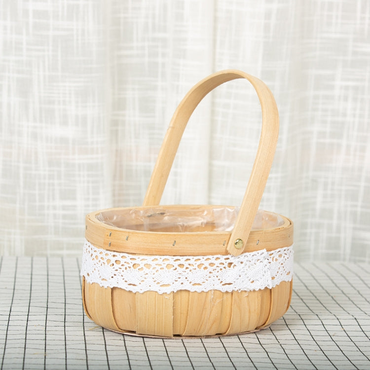 Wood Chip Floral Arrangement Flower Basket, Style: Round