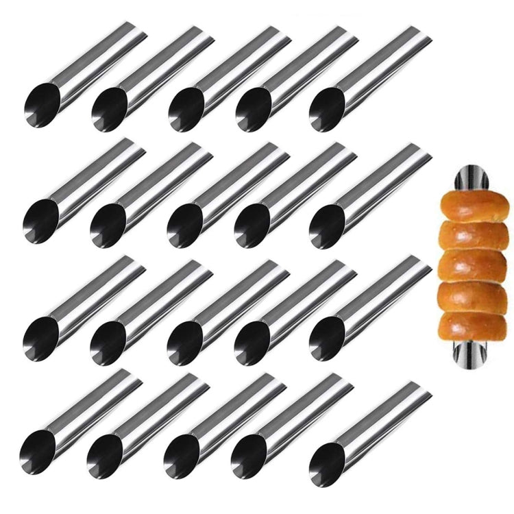20 PCS Oblique Double-Head Stainless Steel Large Spiral Tube Non-Stick Croissant Mold Croissant Tool