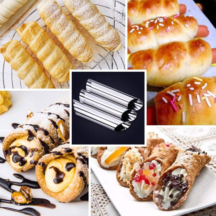 20 PCS Oblique Double-Head Stainless Steel Large Spiral Tube Non-Stick Croissant Mold Croissant Tool
