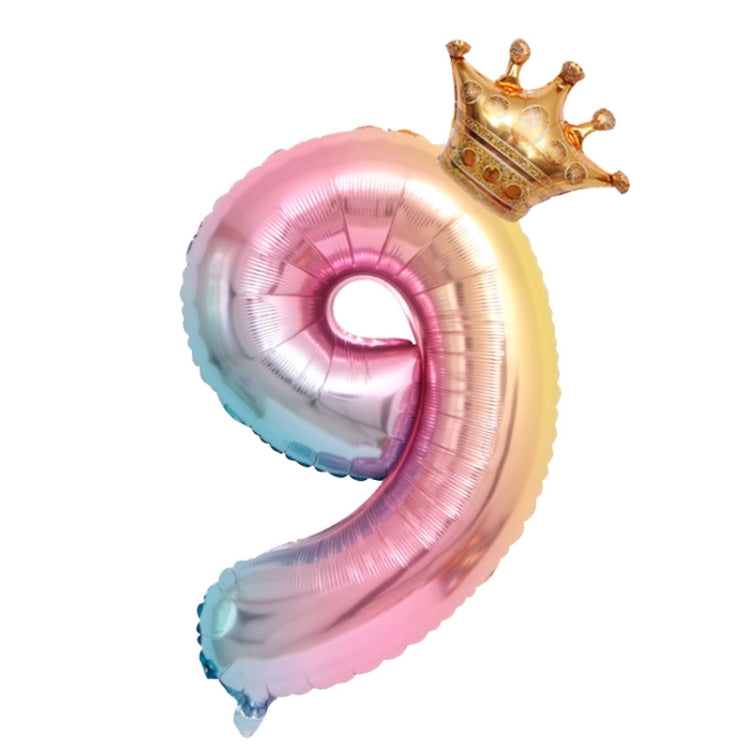 32-Inch Gradient Color Crown Digital Balloon Children Birthday Decoration Film Balloon