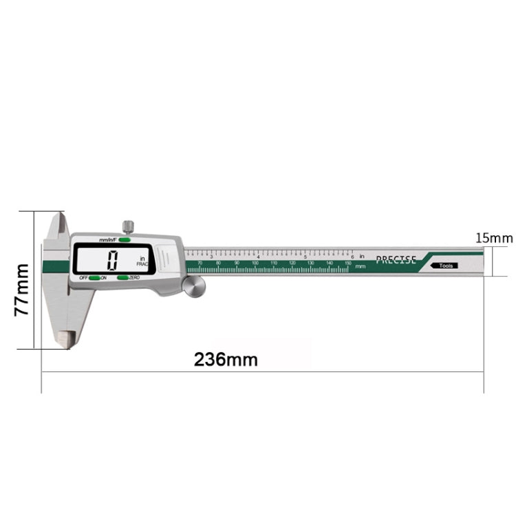 ET50 0-150mm Green Stainless Steel Vernier Caliper With Digital Display