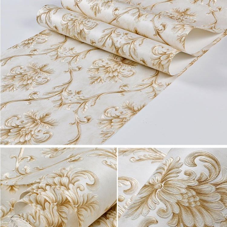 3D Pattern Wallpaper Damascus Self-Adhesive Wallpaper Non-Woven Embossed Deep Embossed Background Wall Paper