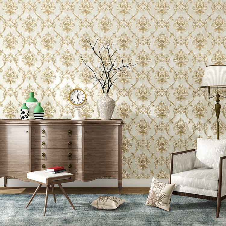 3D Pattern Wallpaper Damascus Self-Adhesive Wallpaper Non-Woven Embossed Deep Embossed Background Wall Paper