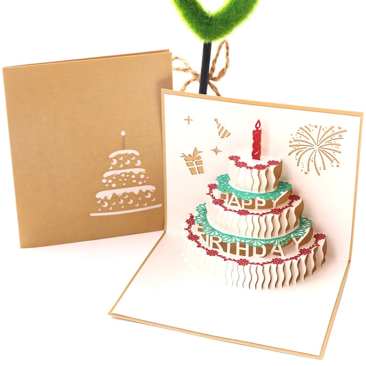 2 PCS 3D Three-Dimensional Cake Birthday Card Children Handmade Gift Small Card