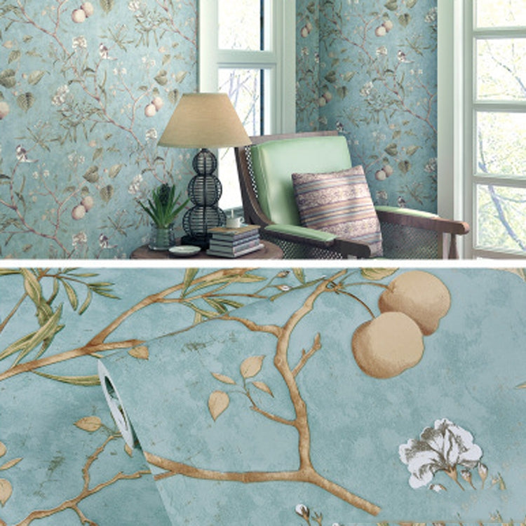 3D StereoRetro Self-Adhesive Non-Woven Wallpaper Pastoral Flower Bedroom Living Room TV Background Wall Sticker