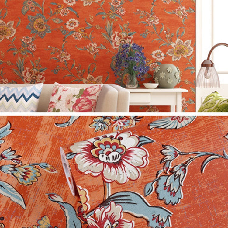 3D StereoRetro Self-Adhesive Non-Woven Wallpaper Pastoral Flower Bedroom Living Room TV Background Wall Sticker