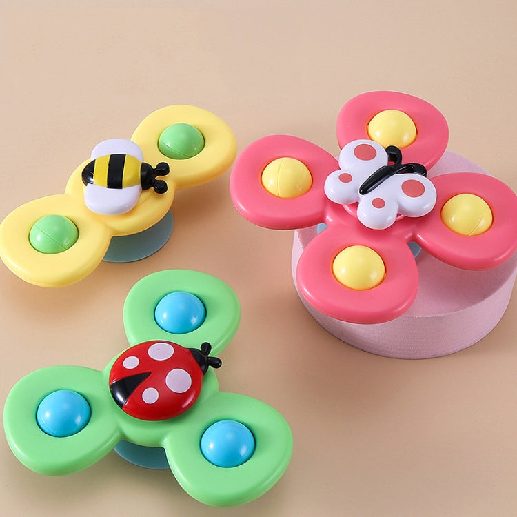 3 In 1 Fingertip Spinner Baby Rattle Three-Color Insect Sucker Turn And Turn Fun Baby Bath Toy