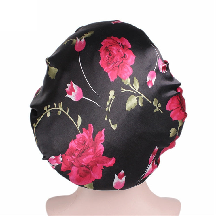 2 PCS Women Satin Night Sleep Cap Hair Bonnet Hat Silk Head Cover Wide Elastic Band