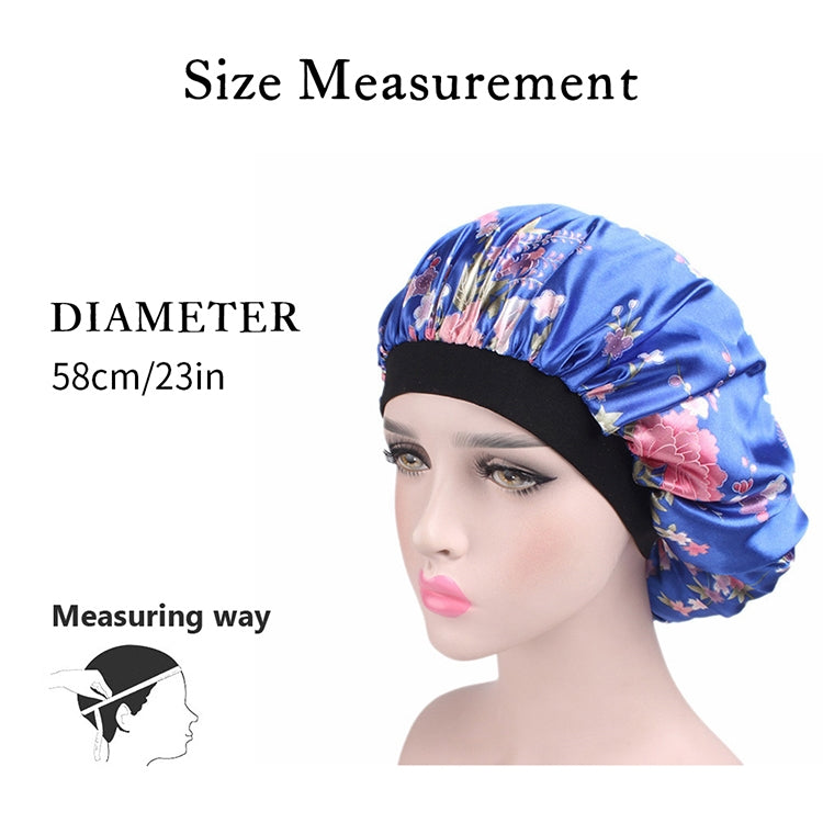 2 PCS Women Satin Night Sleep Cap Hair Bonnet Hat Silk Head Cover Wide Elastic Band
