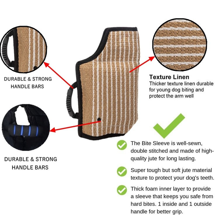 Dog Training Black-Edged Rough-Grained Jute Fluttering Sleeves Protector