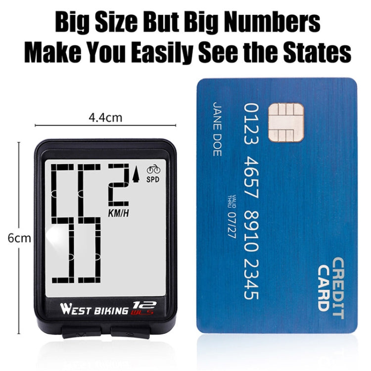 WEST BIKING Mountain Road Bike Wireless Big Character Table Big Screen Waterproof Night Light Speed Speedometer