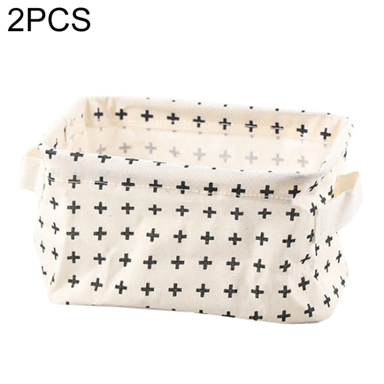 2 PCS Canvas Desktop Storage Basket Sundries Storage Box with Handle