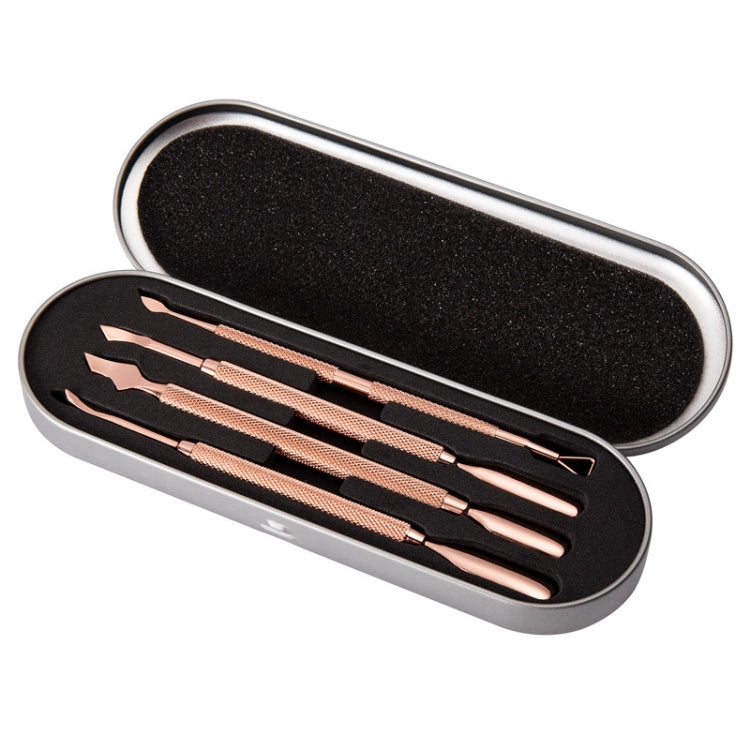 Rose Gold Double-headed Steel Nail Remover Set Clean Decontamination Remover Manicure Tool