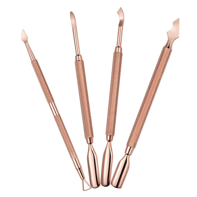 Rose Gold Double-headed Steel Nail Remover Set Clean Decontamination Remover Manicure Tool