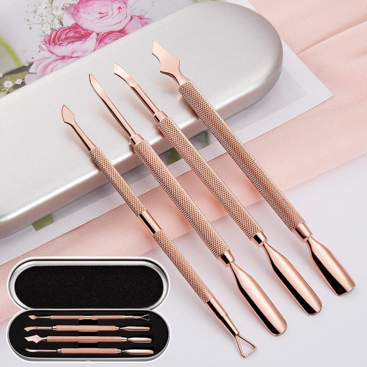 Rose Gold Double-headed Steel Nail Remover Set Clean Decontamination Remover Manicure Tool