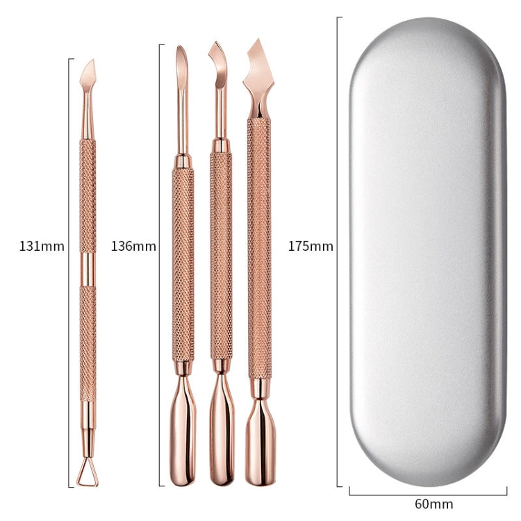 Rose Gold Double-headed Steel Nail Remover Set Clean Decontamination Remover Manicure Tool