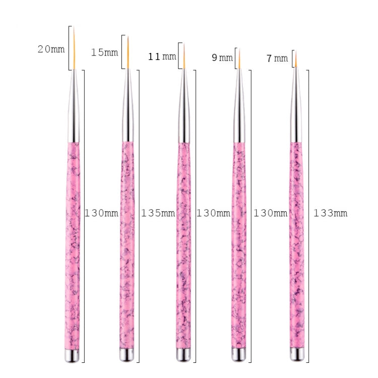 5 in 1 7/9/11/15 / 20mm Nail Art Draw Line Pen Nails Painted Brush