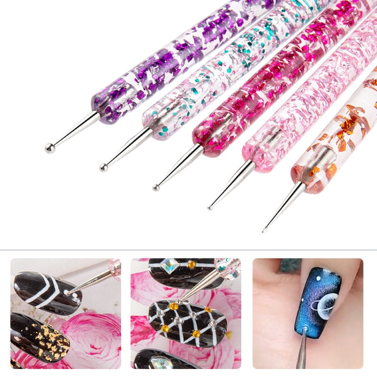 5 In 1 Nail Double-Headed Drill Pen Acrylic Transparent Pole Nail Tool