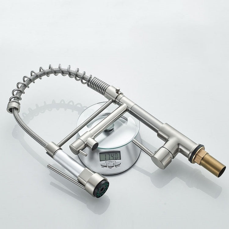 Copper And Nickel Brushed Double Outlet Spring Faucet Rotatable Kitchen Hot And Cold Water Faucet