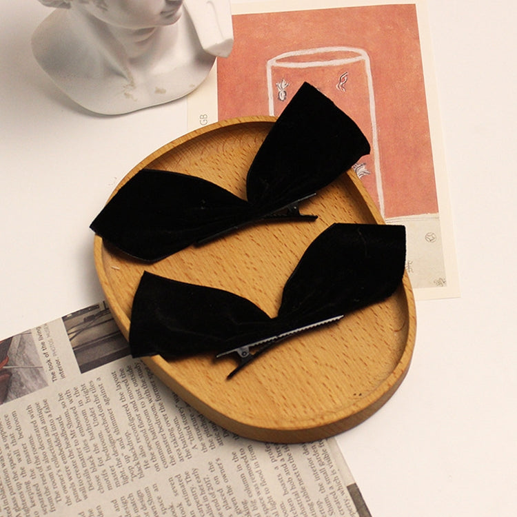2 Pairs Half Bow Hair Clip Retro Girl Side Duckbill Clip Hair Ornament, Colour: Polyester Red
