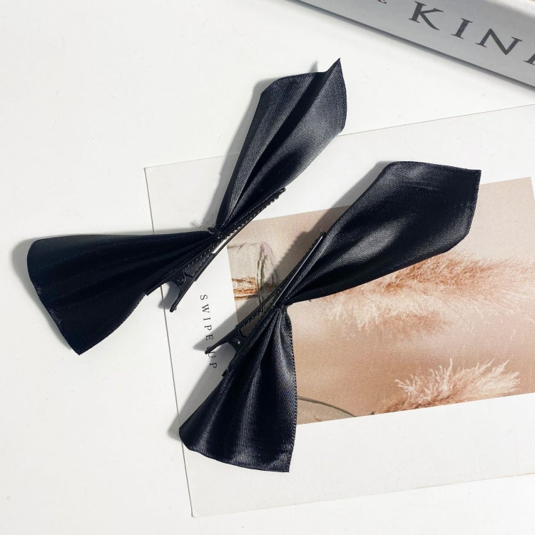 2 Pairs Half Bow Hair Clip Retro Girl Side Duckbill Clip Hair Ornament, Colour: Polyester Red