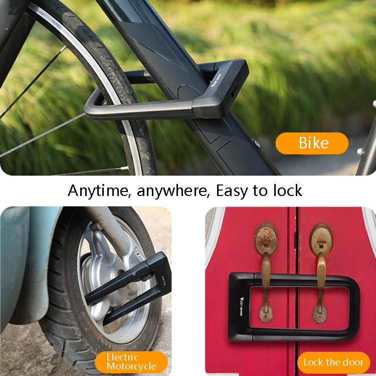 West Biking Silicone U-Shaped Lock Bicycle Lock Universal Waterproof Anti-Collision Alloy Key Lock