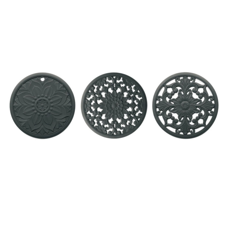 3 in 1 Hollow Flower Silicone Heat Insulation Pad Anti-Scalding Pot Bowl Pad Set