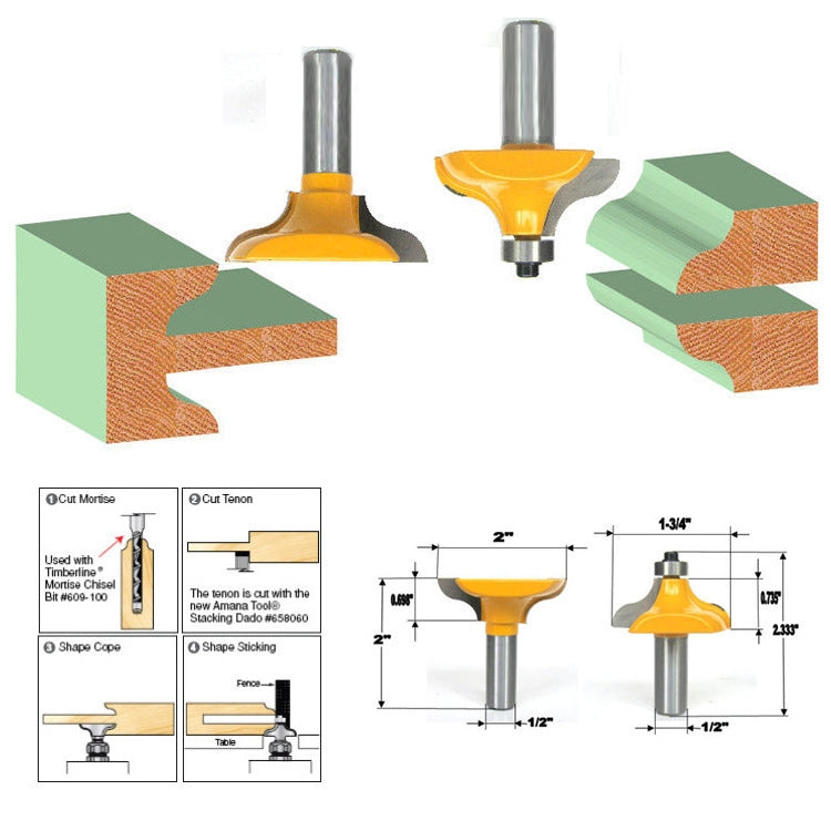 2 PCS/Set Door Frame Tenon Cutter Woodworking Engraving Milling Cutter