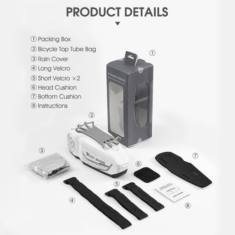 WEST BIKING Bicycle Front Beam Top Tube Bag Mountain Road Bike Waterproof Riding Equipment