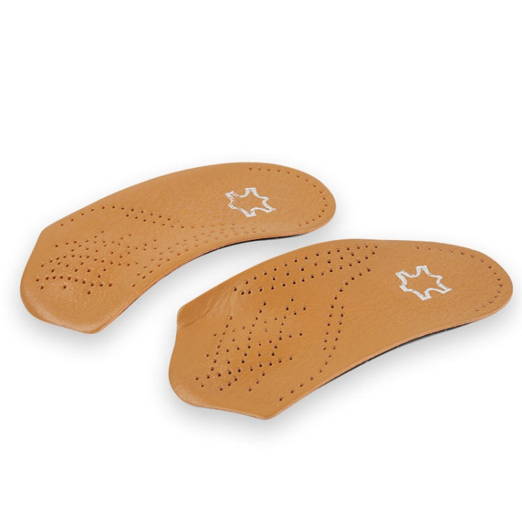 Cow Leather Arch Half Insole Flat Arch Support O-Leg Corrective Insole,Size: 35/36