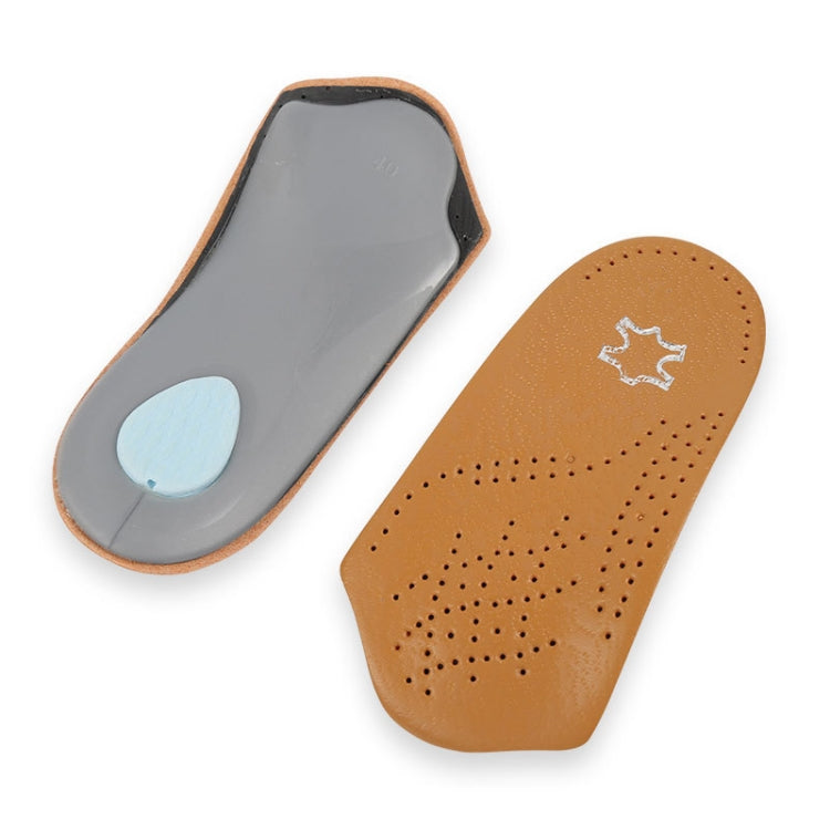 Cow Leather Arch Half Insole Flat Arch Support O-Leg Corrective Insole,Size: 35/36