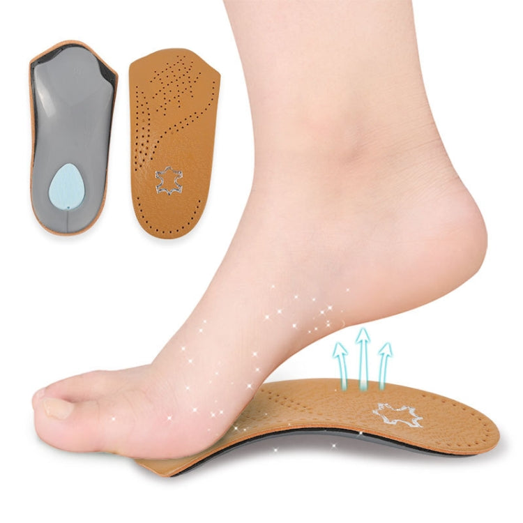 Cow Leather Arch Half Insole Flat Arch Support O-Leg Corrective Insole,Size: 35/36