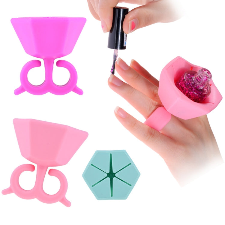 Wearable Nail Polish Bottle Cover Silicone Anti-splash Nail Polish Finger Holder Random Colour Delivery