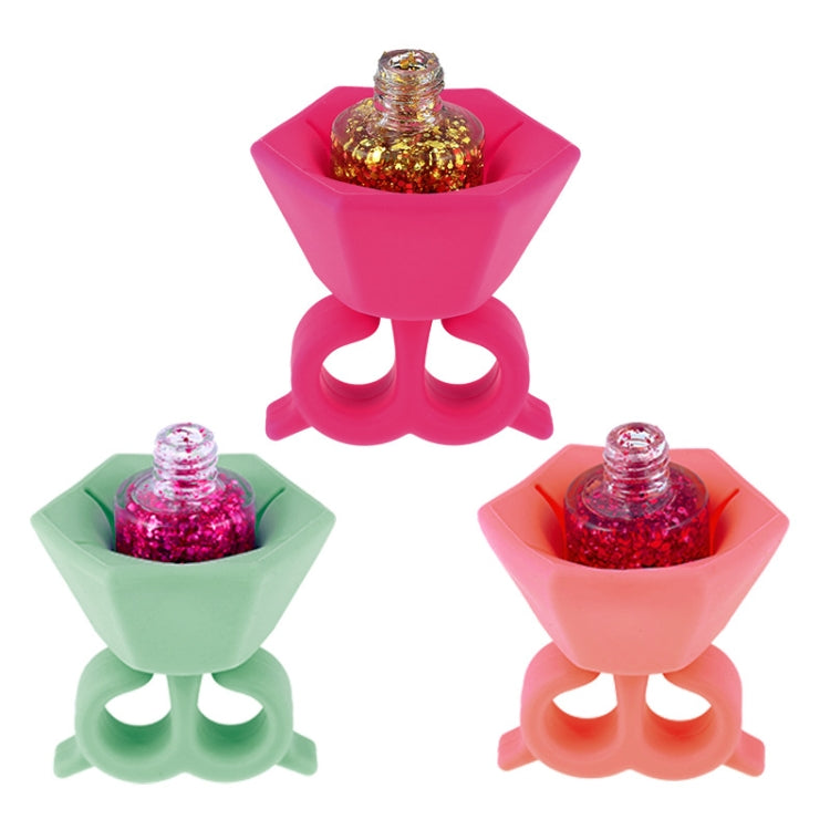 Wearable Nail Polish Bottle Cover Silicone Anti-splash Nail Polish Finger Holder Random Colour Delivery