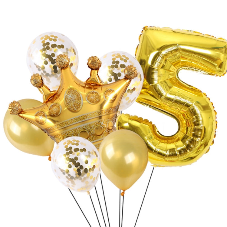 2 PCS Birthday Baby Children Golden Crown Aluminum Film Number Balloon Set Wedding Scene Decoration