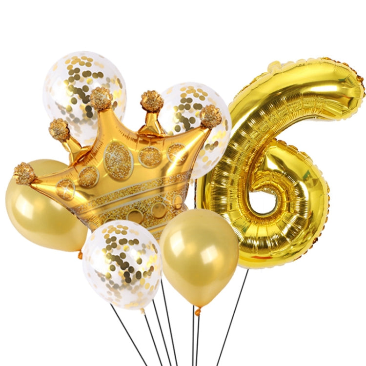 2 PCS Birthday Baby Children Golden Crown Aluminum Film Number Balloon Set Wedding Scene Decoration