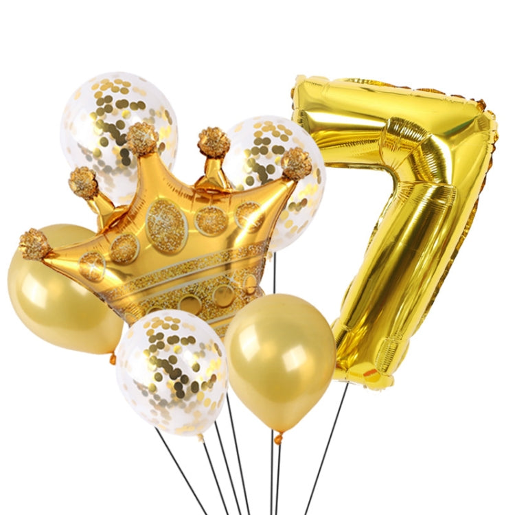 2 PCS Birthday Baby Children Golden Crown Aluminum Film Number Balloon Set Wedding Scene Decoration