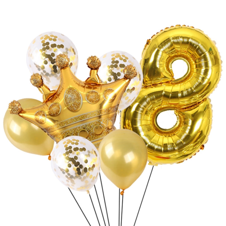 2 PCS Birthday Baby Children Golden Crown Aluminum Film Number Balloon Set Wedding Scene Decoration