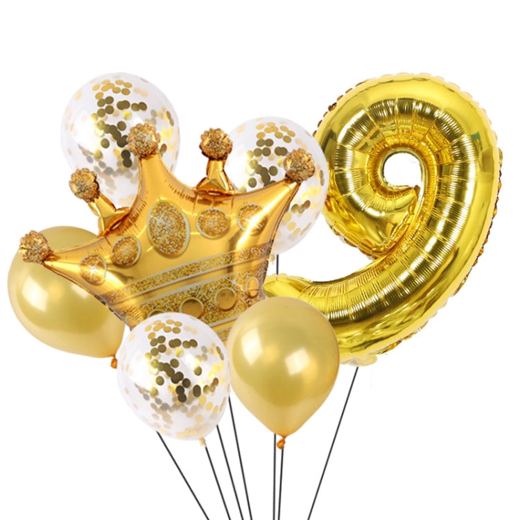 2 PCS Birthday Baby Children Golden Crown Aluminum Film Number Balloon Set Wedding Scene Decoration