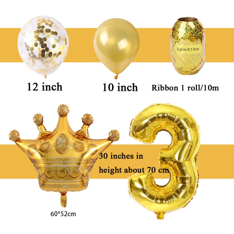 2 PCS Birthday Baby Children Golden Crown Aluminum Film Number Balloon Set Wedding Scene Decoration