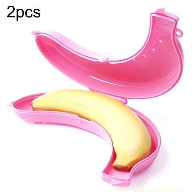 2 PCS Cute 3 Colors Fruit Banana Protector Box Lunch Container Storage Box  for Kids