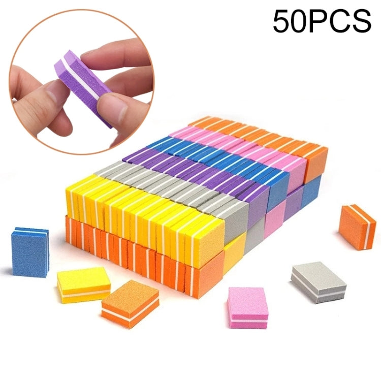 50 PCS 35x25x10mm EVA Small Square Sponge Nail File Random Colour Delivery