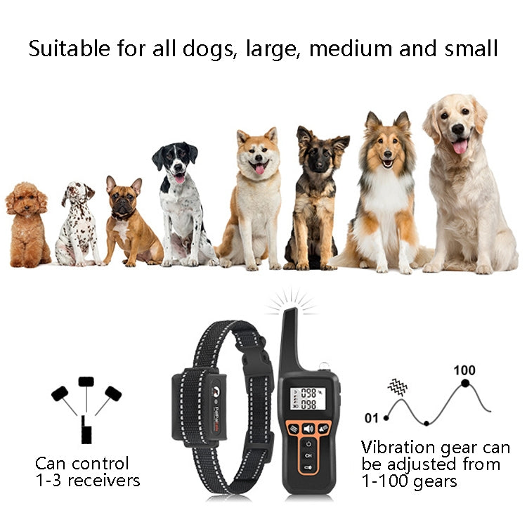 PaiPaitek PD529V-1 Training Dog Anti-Barking Device Vibration Collar 1000M Remote Control Distance Pet Training Supplies