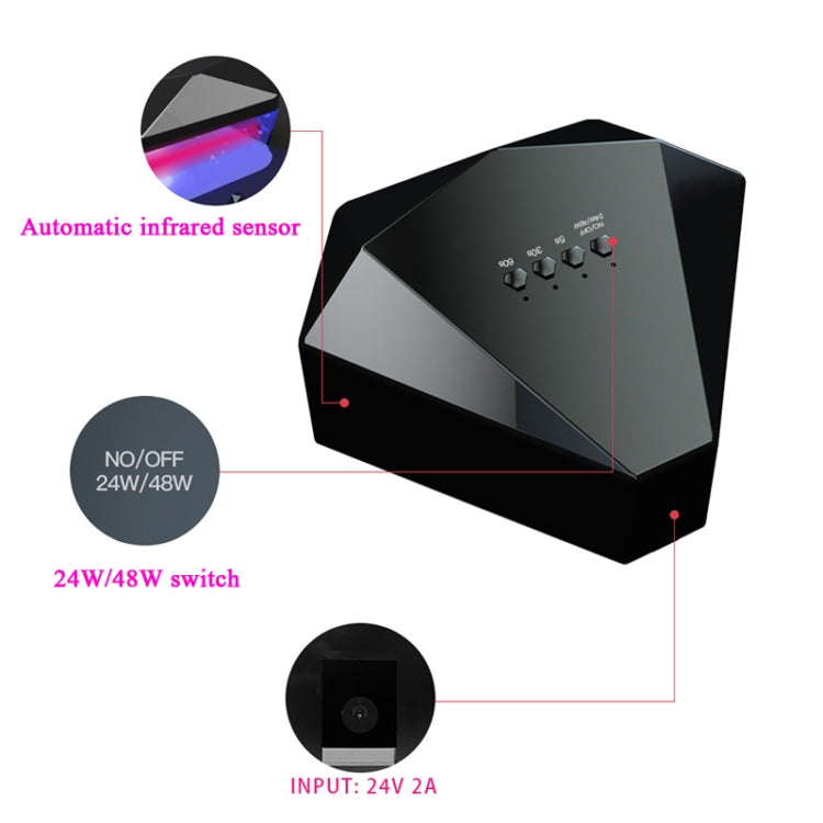 SAMVI 48W Intelligent Diamond Nail Lamp Double Light Source Infrared Sensation Quick Dry Nail Phototherapy Machine,EU Plug
